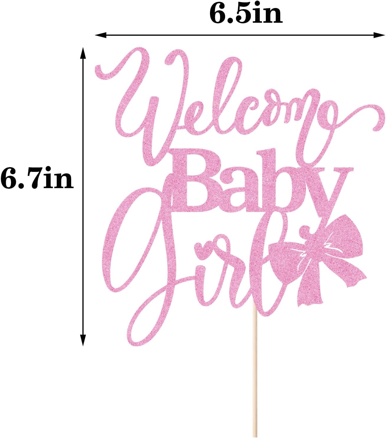 Welcome Baby Girl Cake Toppers - Baby Shower, Baby Shower, Newborn Gender Show Girl Happy Birthday Party Decoration (pink glitter)