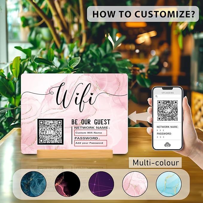 Personalized Custom Metal QR Code Sign Venmo Cashapp Scan to Pay with Stand Instagram Facebook Social Media QR Signs Bar Code QR Plaque Print for Business Salon Beauty Store Restaurant Wifi Sign (W2)