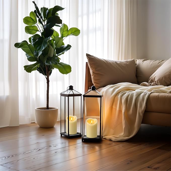 Amagic 4” x 6” Waterproof Outdoor Flameless Candles with Remote, LED Candles Battery Operated with Timer, Flickering Fake Pillar Candle for Patio Yard Porch Decor, Dark Ivory, Set of 2