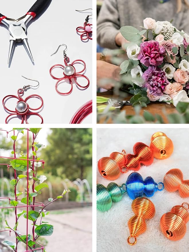 Mandala Crafts 22 Gauge Anodized Aluminum Craft Wire for Jewelry Making - 450 FT Colored Flexible Rose Gold Combo Wire - Bendable for Bonsai Armature Crafting Sculpting