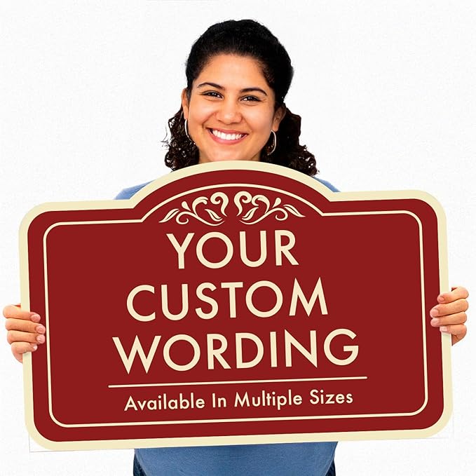 Custom Decorative Outdoor Metal Sign - Personalized Aluminum Driveway Sign, Waterproof, Made In USA - Design 1 Red Brick 10x7 In