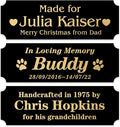 Personalized Name Plates, Black Engraved Plaque with Gold Text, Trophy Plates Engraved, Custom Name Plate with Adhesive Backing or Screws, 6" W x 2" H