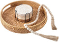 reallnaive 11.8" hand-woven round wicker tray circle rattan, main product view