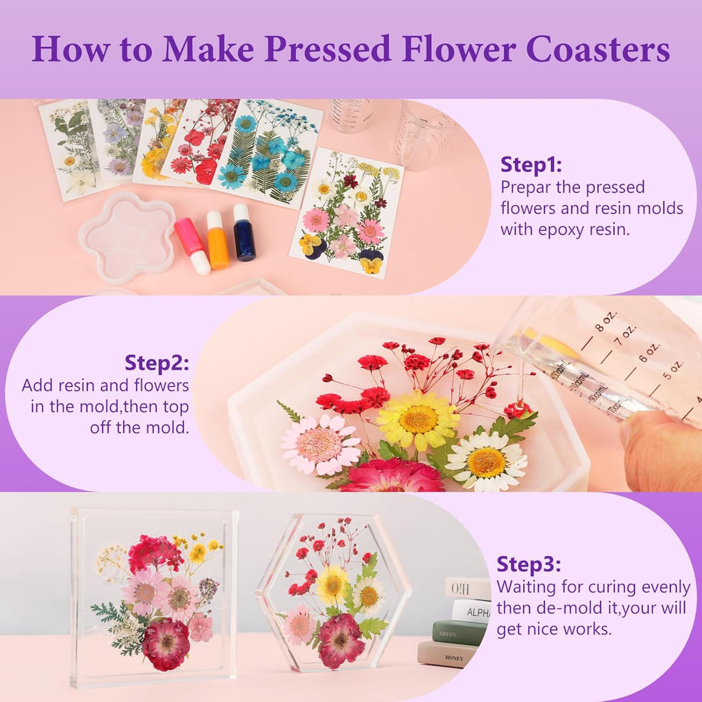 NESCCI Dried Pressed Flowers for Resin, 103pcs Real Nature Dried Flowers for Crafts Bulk Dry Flowers Leaves Kit Used for Resin Molds Scrapbooking DIY Art Crafts Candle Soap Making Nails Décor