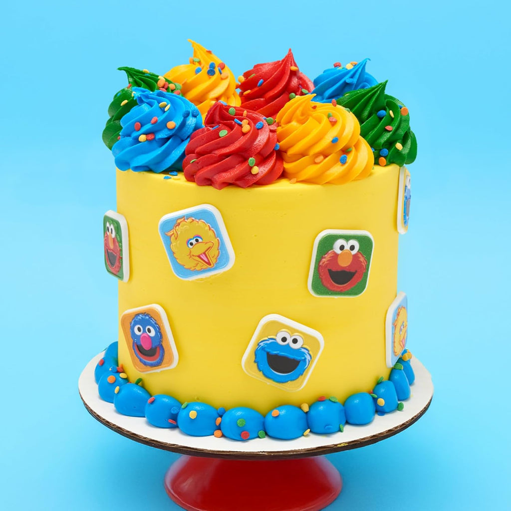 Sesame Street Rings, 24 Cupcake Toppers Featuring Elmo, Big Bird, Cookie Monster, Grover, Bright Colorful Cupcake Decorations, Food Safe - 24 Pack