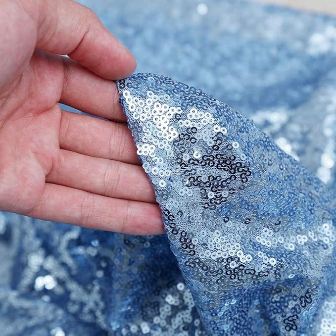 Baby Blue Sequin Backdrop Curtain 7ft x 7ft Glitter Photo Background for Wedding Baby Shower Party Stage Decorations