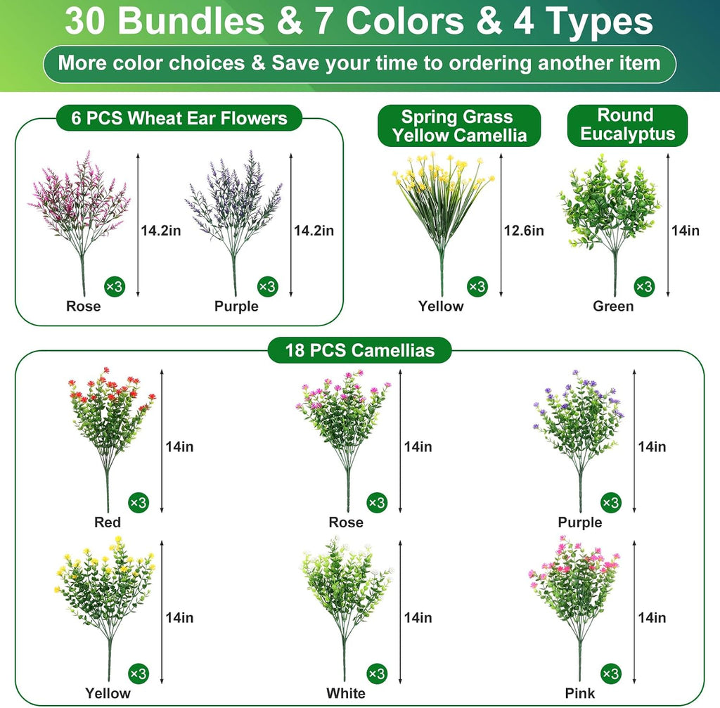 mapvolut 30 bundles artificial flower set - realistic, close-up detail