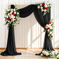 Wedding Arch Draping Fabric 2 Panels 30'' x 18FT Black Sheer Chiffon Arch Drapery for Photo Booth Bridal Shower Baby Shower Church Decor Newborn Photography Christening Outdoor Party