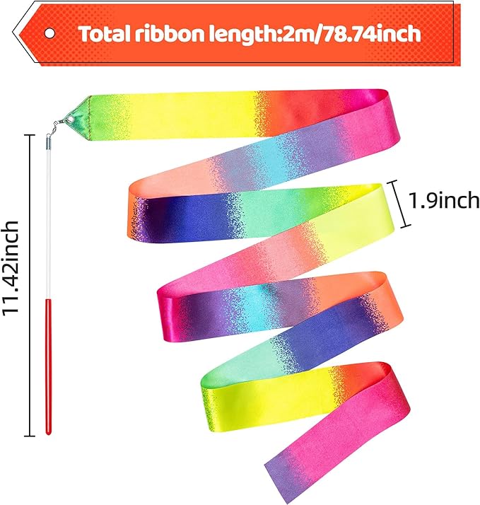 20 Pack Ribbon Dancer Wands for Kids,Rainbow Streamers Dance Ribbon,Party Favors Goodie Bags Stuffers,Birthday Decorations,Girls Party Games Supplies,Dance Gymnastics Pretend Play Princess Cat