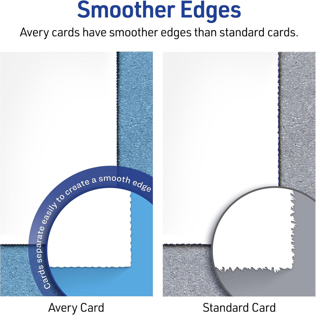 Avery Printable Place Cards with Sure Feed Technology, 1-7/16" x 3-3/4", White with Gold Border, 150 Blank Tent Cards for Laser or Inkjet Printers (35701)