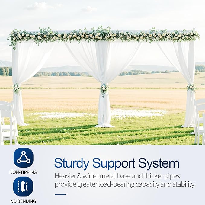 Pipe and Drape Backdrop Stand, 20x10ft Heavy Duty Adjustable Background Frame with Metal Base, Back Drop Holder for Parties Photography Wedding Photoshoot Decoration - Black
