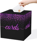 WNINK Black Purple Gold Cards Box for Birthday, Wedding, Bridal or Baby Shower, Graduation, Funeral, Anniversaries, Engagement Party Decorations Supplies Money and Cards Receiving Box
