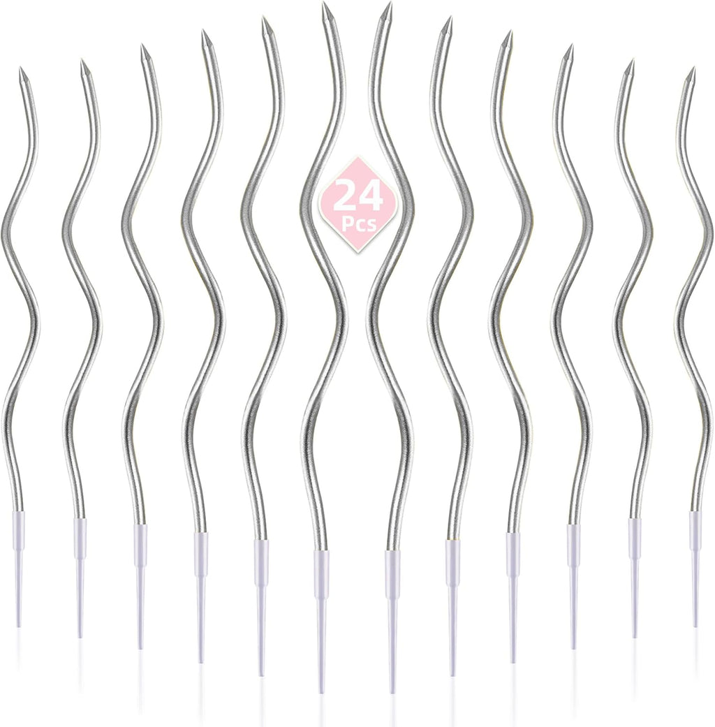 PHD CAKE 24-Count Silver Spiral Long Thin Birthday Candles, Cake Candles, Birthday Parties, Wedding Decorations, Party Candles