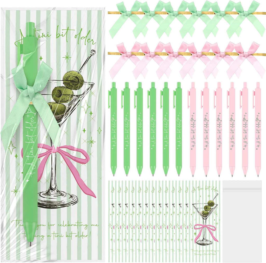 Sinload 30 Sets A Tini Bit Older Party Favors Bulk Ballpoint Pens Bookmarks and Bow ties Martini Margarita 21st Birthday Cocktail Fiesta Bachelorette Party Gifts for Guests