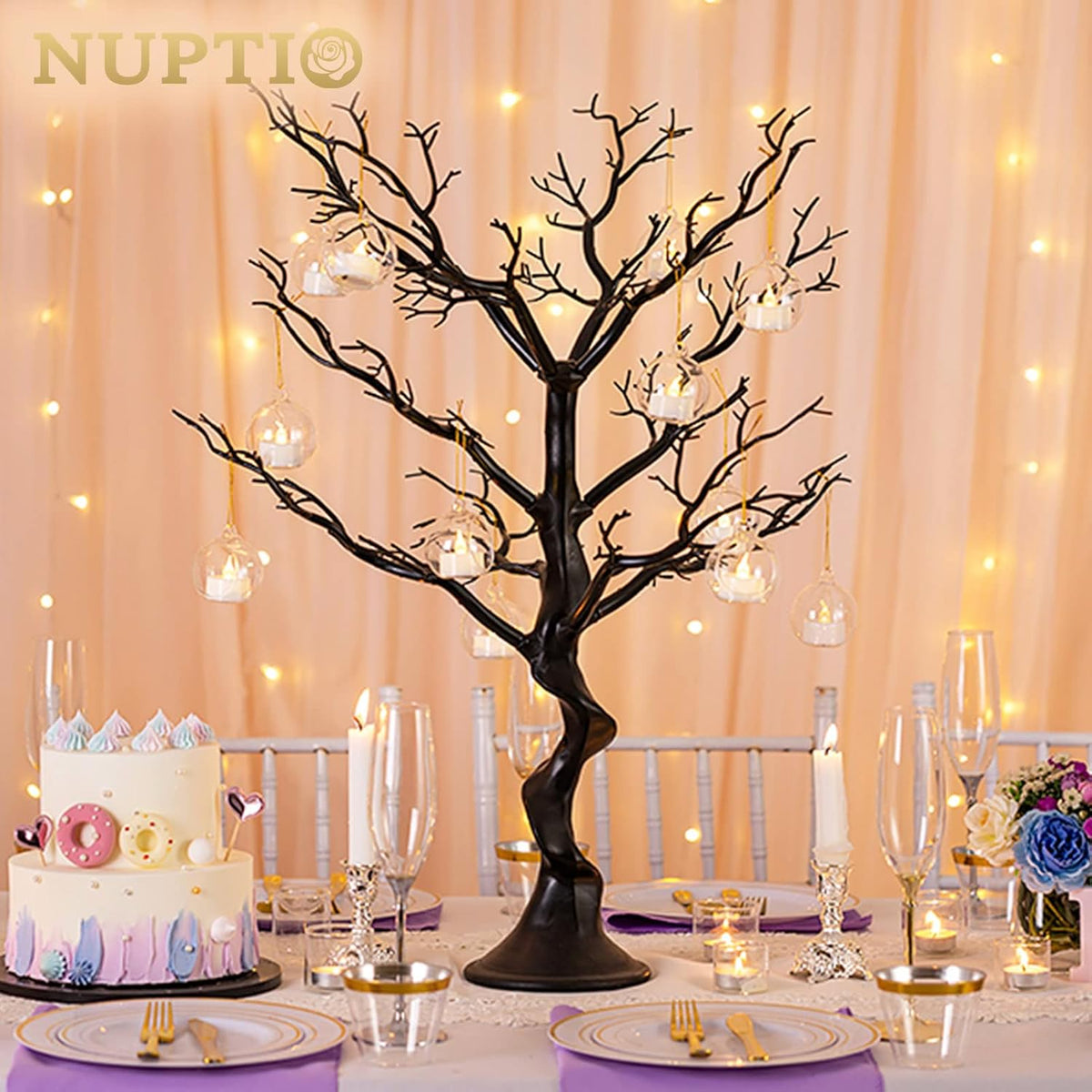 NUPTIO Black Ornament Tree, 30 Inch Artificial Halloween Spooky Branch