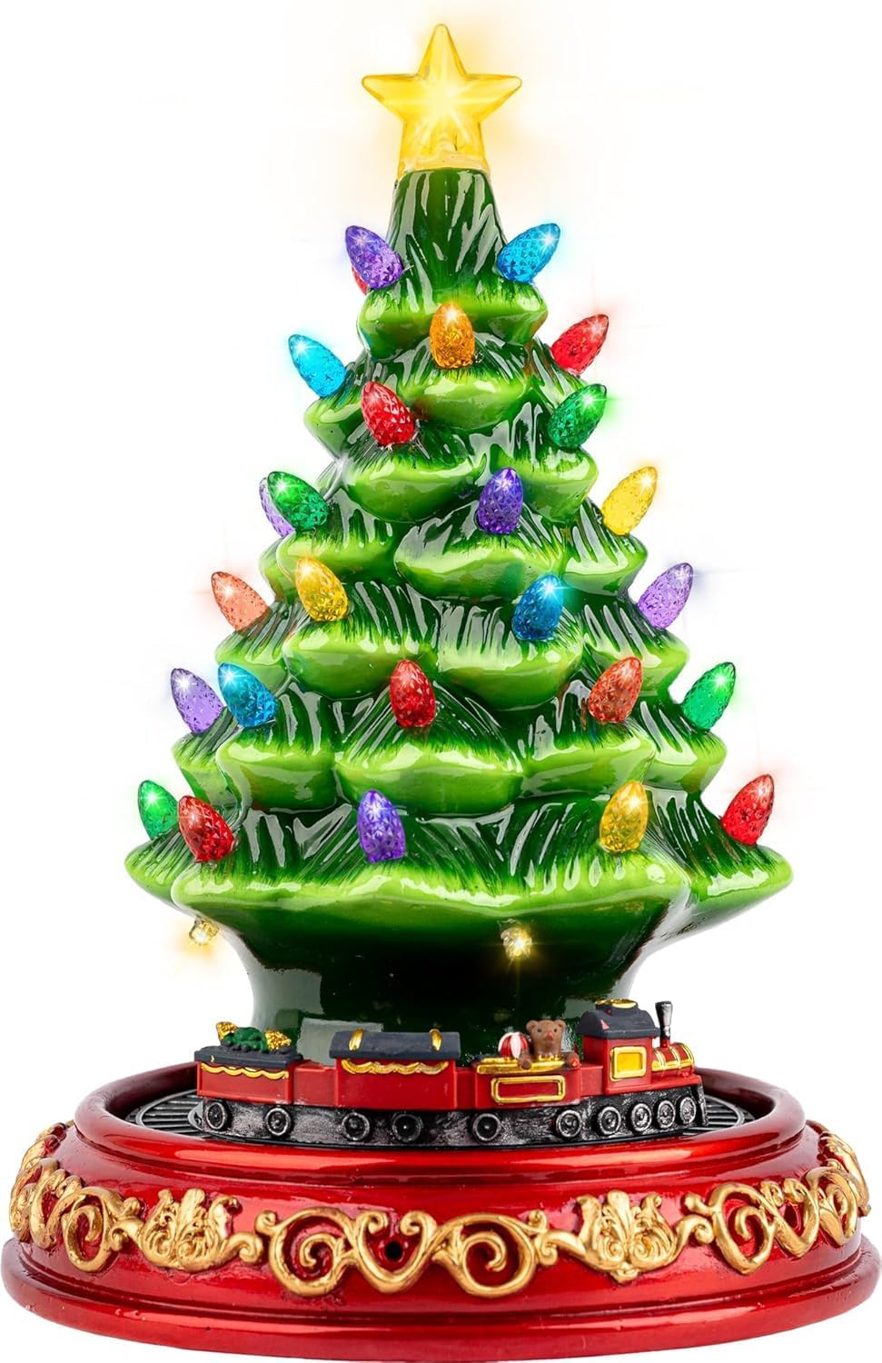 animated musical christmas decorations with rotating train, main product view