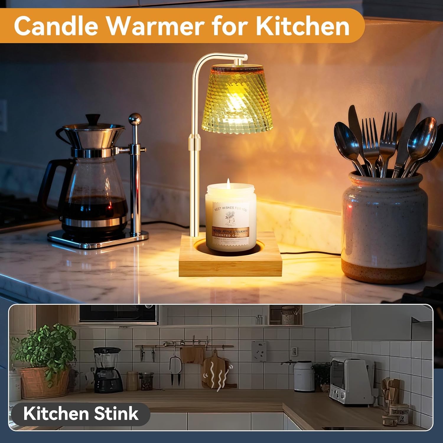 Candle Warmer Lamp with Timer, Height Adjustable Dimmable Wax Melts Warmer for Jar Candles, House Warming Home Decor Christmas Birthday Gifts for Women Mom