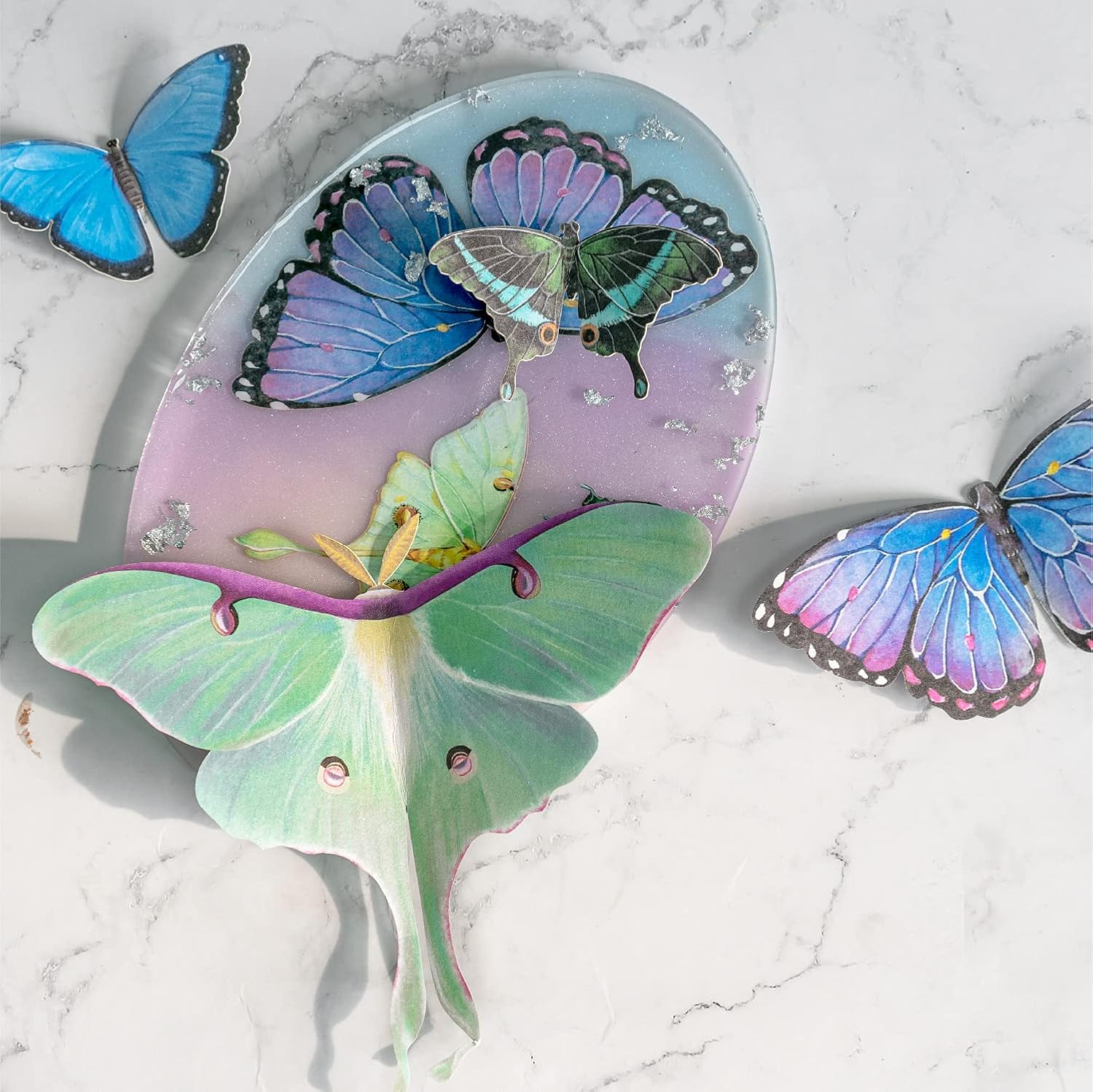 LET'S RESIN Realistic Paper Butterfly Moth,46 Pcs Double-Sided Faux Butterfly,Epoxy Resin Supplies,Vintage Floral Decoration,Resin Accessories for Art,Crafts,Molds