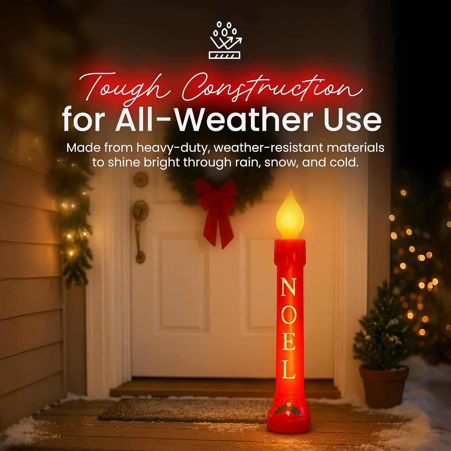 Union Products Blow Molded 39 Inches Plastic Realistic Lighted Noel Illuminated Candle with Electric Cord and Light Included, Red