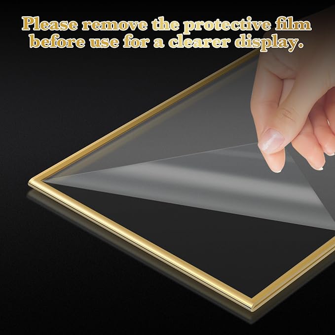 Acrylic Gold Sign Holders 5x7, 12 Pack Wedding Gold Table Number Holders, Double Sided Photo Display Picture Frame Paper Stand, Clear Flyer Stand Menu Holder for Wedding, Home, Party, Restaurant
