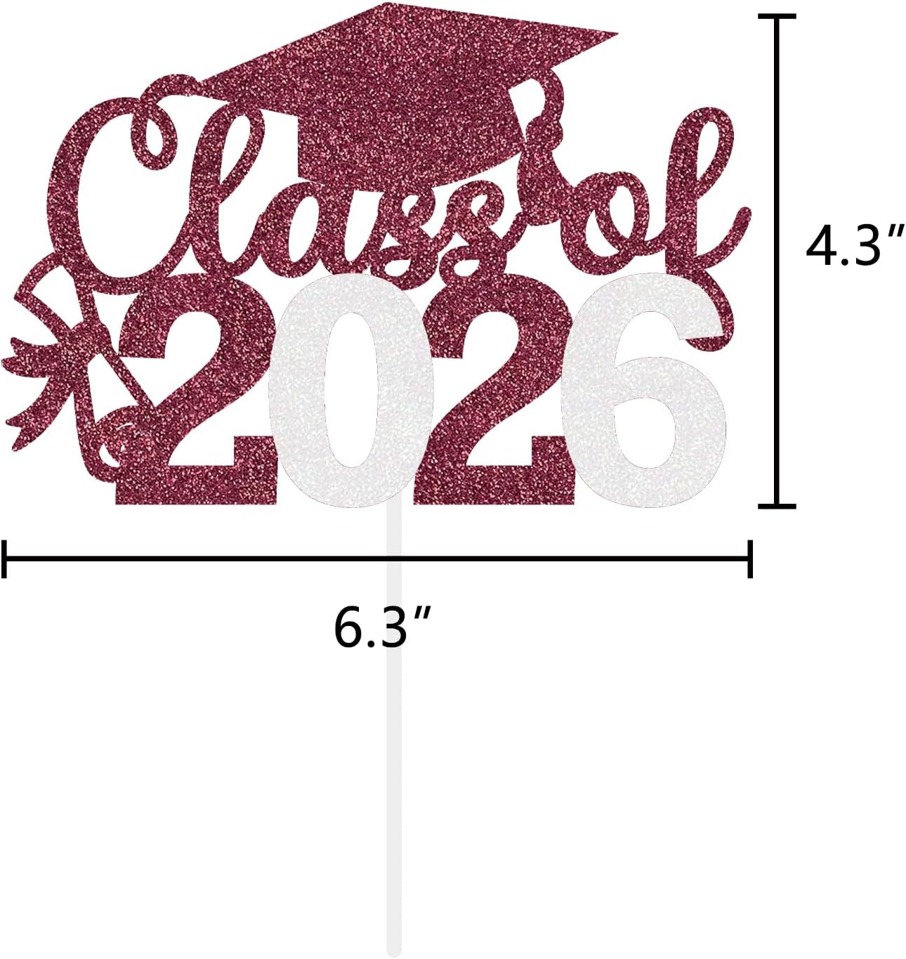 Graduation Cake Topper 2026 Grad Party Decoration Glitter Cap Diploma Food Picks Table Ideas Maroon White