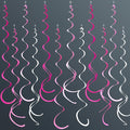 36 Pcs Hot Pink Hanging Swirl Decorations Ombre Pink White Felt Swirl Streamer Spiral Ceiling Decoration Garland for Birthday Bachelorette Wedding Bridal Shower Engagement Pink Girl Hen Party Supplies