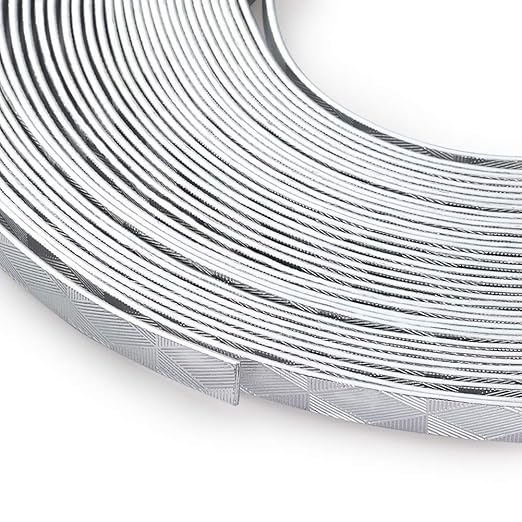 Fashewelry 32.8 Feet 5mm Aluminum Flat Artistic Wire Silver Bendable Metal Craft Wire for Beading for Bezel Sculpting Armature Jewelry Making Gem Metal Wrap