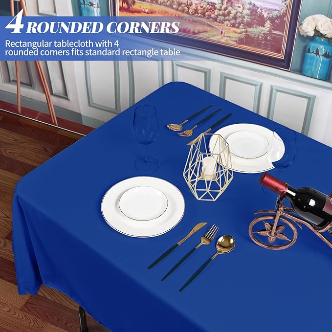 12 Pack Polyester Tablecloth 60 x 102 Inch Royal Blue Tablecloth for 6 Ft Rectangle Tables,Washable Fabric Table Covers Polyester Table Clothes for Wedding Parties Banque
