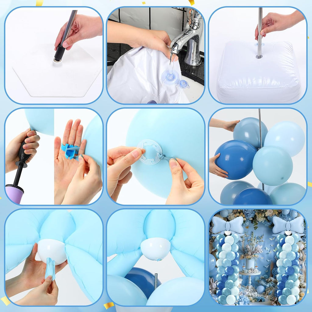 kasyat 2 sets dusty blue bow balloon column showing dimensions