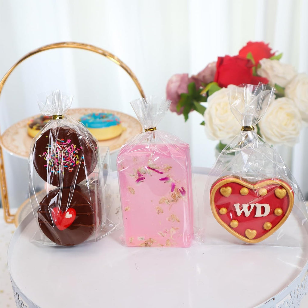 TEMLQPACK 200Pack 3x6Inches Clear Cellophane Bags with Ties - Oreo, Macaron, Soap, Rice Krispie Treat, Chocolate Truffle Gift Treat Bags for Bakery, Candy, Party Favor