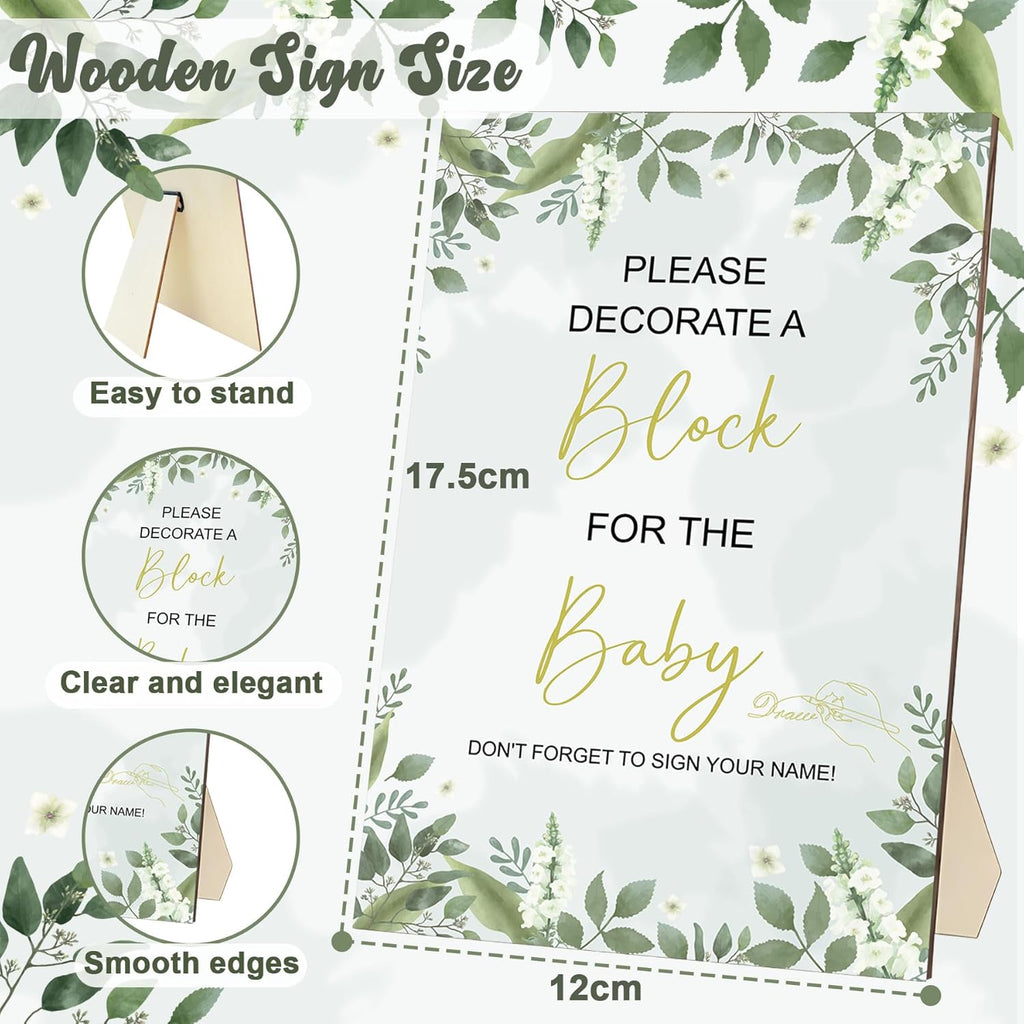 EIGTWEN 78 PCS Fun Baby Shower Games Sign Kit, Baby Blocks for Baby Shower | Blank Wooden Blocks, Games for Guest, Funniest Games Ever, Suitable for Boy and Girls, Fun Activities and Ideas