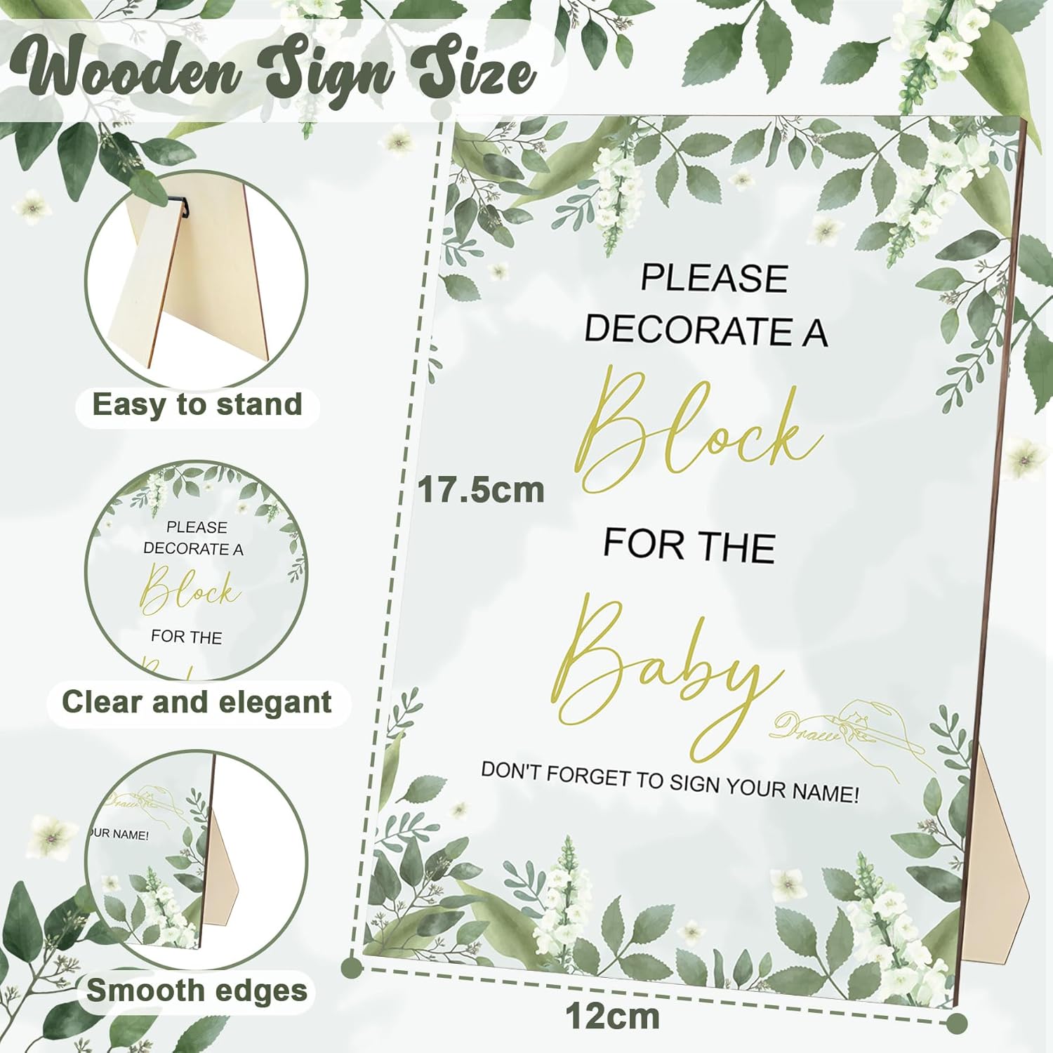 EIGTWEN 78 PCS Fun Baby Shower Games Sign Kit, Baby Blocks for Baby Shower | Blank Wooden Blocks, Games for Guest, Funniest Games Ever, Suitable for Boy and Girls, Fun Activities and Ideas