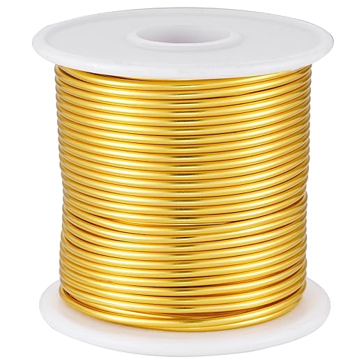 12 Gauge Gold Aluminum Craft Wire (105FT) - Anodized for Jewelry Making, Beading Floral, Plant Gardening, Sculpting & Modeling Craft Wire (Gold #14, 2mm)