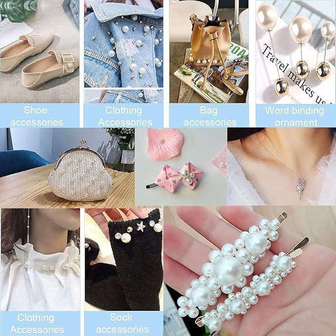 500pcs Pearl Beads Bulk,10mm White Faux Pearl Bead with Holes for Craft Plastic Bracelet Necklace Jewelry Making Decoration Bag Decor Keychain Pendant
