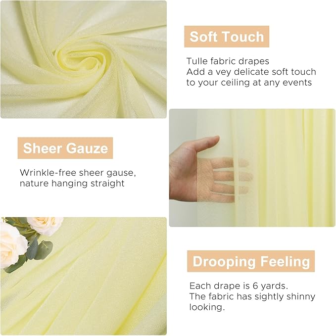 Wokceer Beige Wedding Arch Draping Fabric Backdrop 4 Panels 28.7" X 20FT Sheer Drapes Fabric for Wedding Arbor Ceremony Party