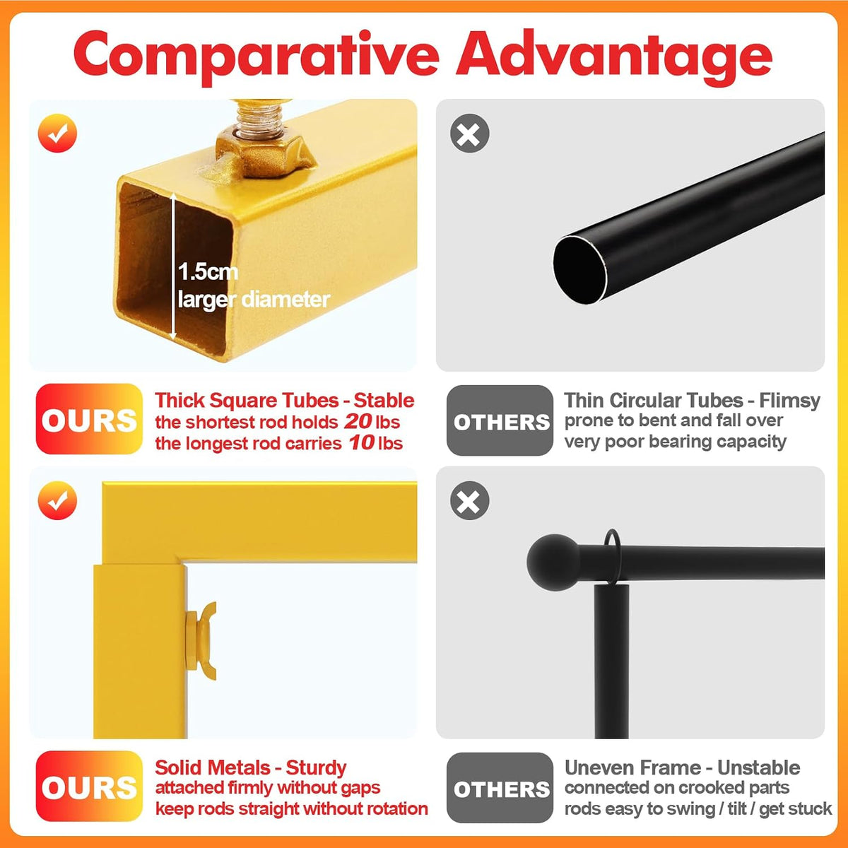 Fomcet Over The Table Rod Stand with Clamps Gold Adjustable Table Arch