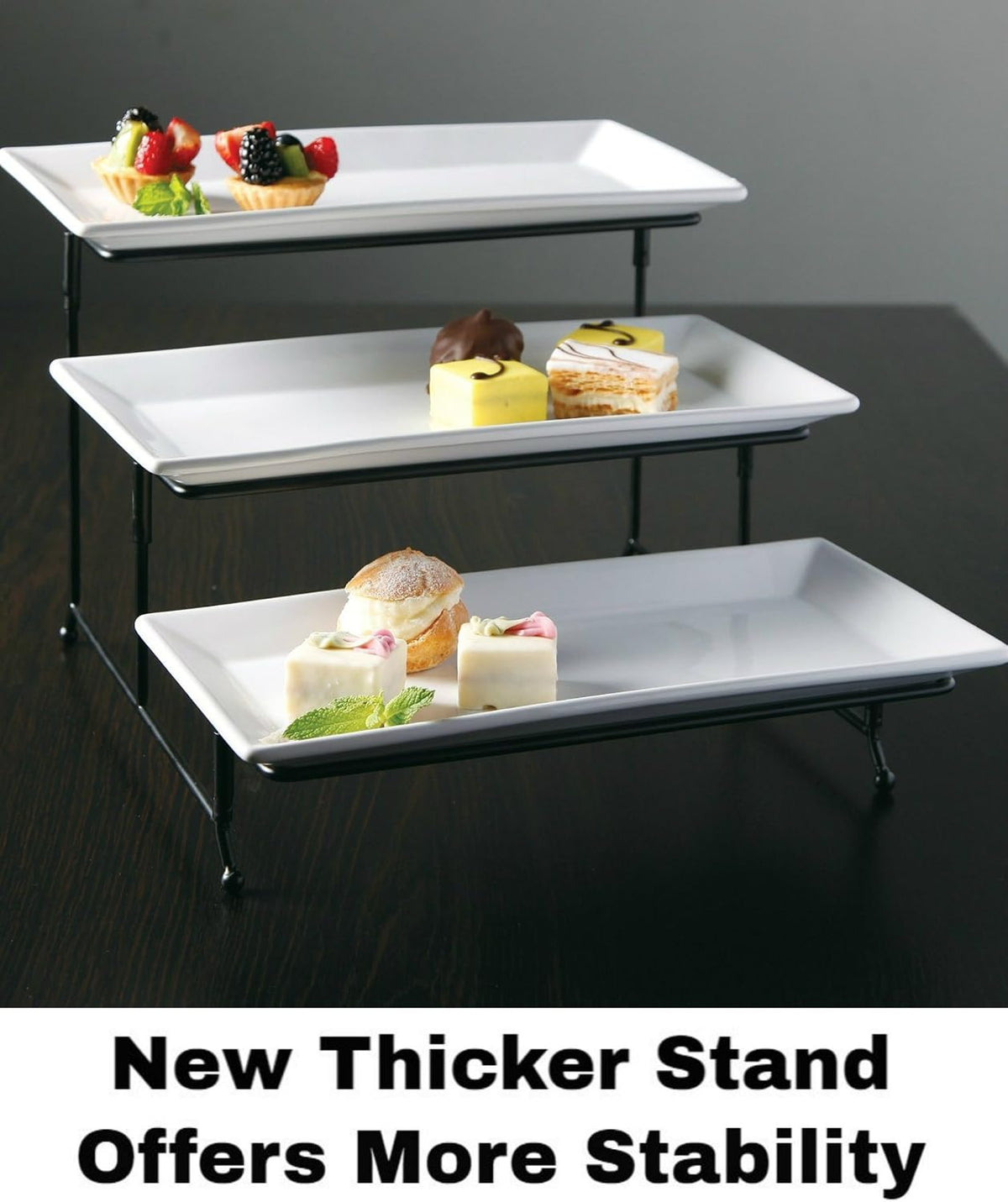 partito bella 3 tier swiveling plate rack stand, close-up detail
