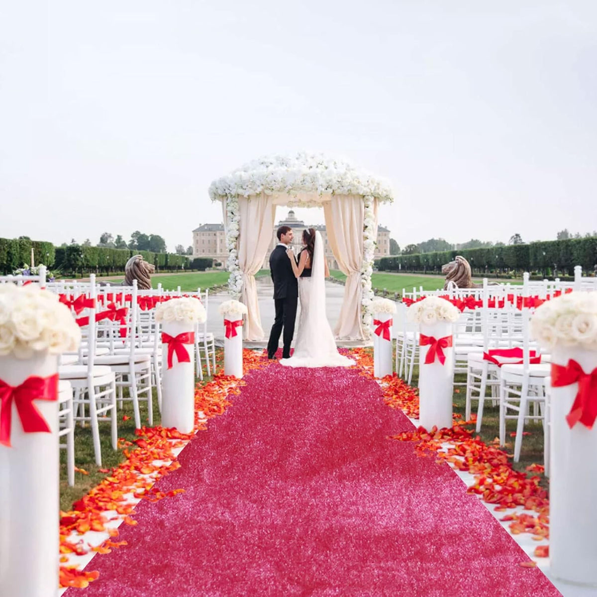FANPROMS Wedding Pink Aisle Runner 4x25 FT Wedding Velvet Aisle Runner for We...