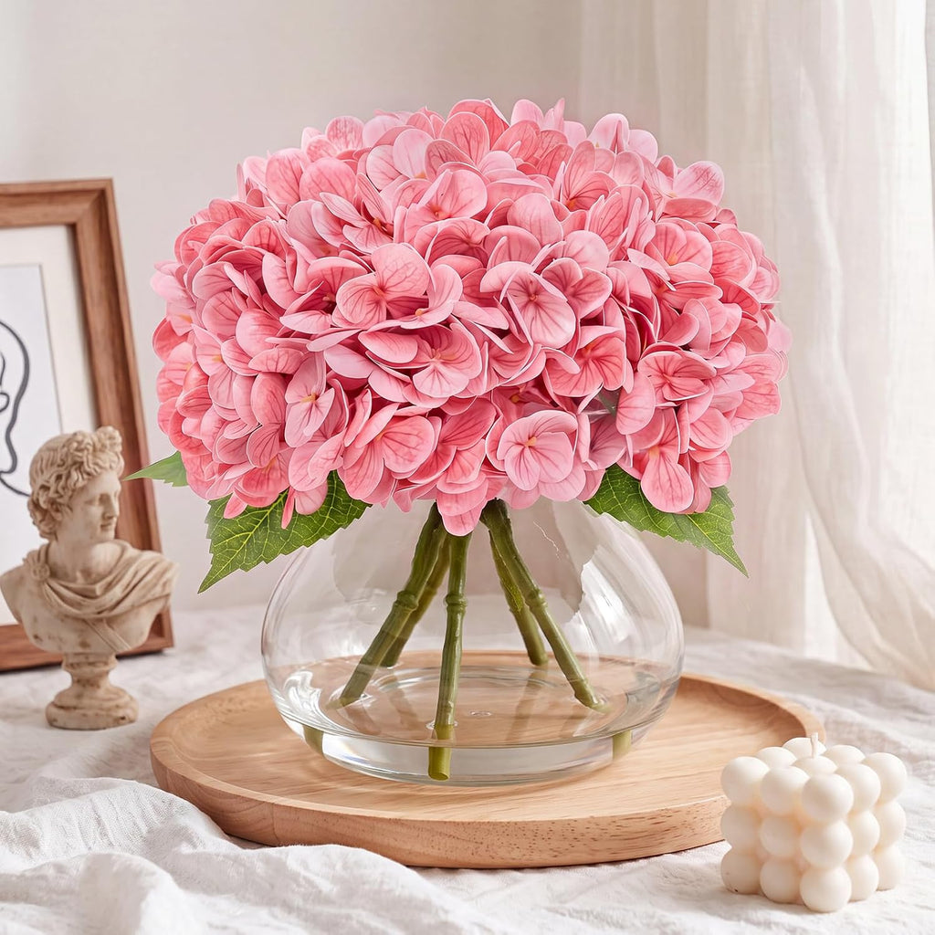 hydrangea artificial flowers with vase, real touch latex, main product view