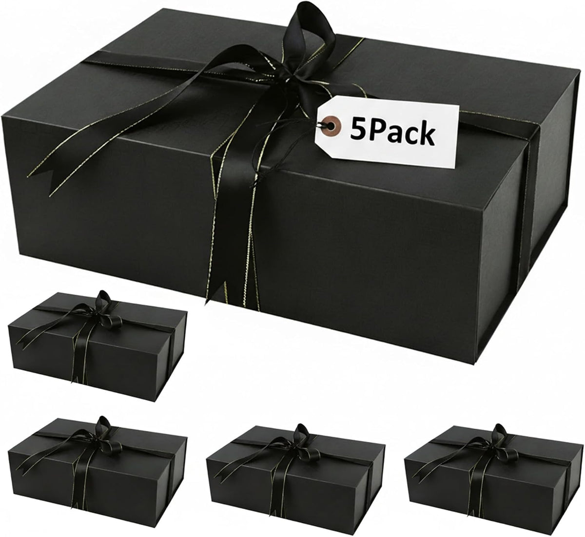 yinuoyoujia 5 pack large black gift box14x9x4.5 inches,gift, main product view