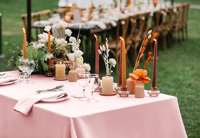 6 Packs Satin Tablecloth 57 x 108 Inch Rose Gold Rectangular Table Cloth Silk Tablecloth Smooth Fabric Overlay Satin Table Cover Decoration for Wedding Party Banquet Events