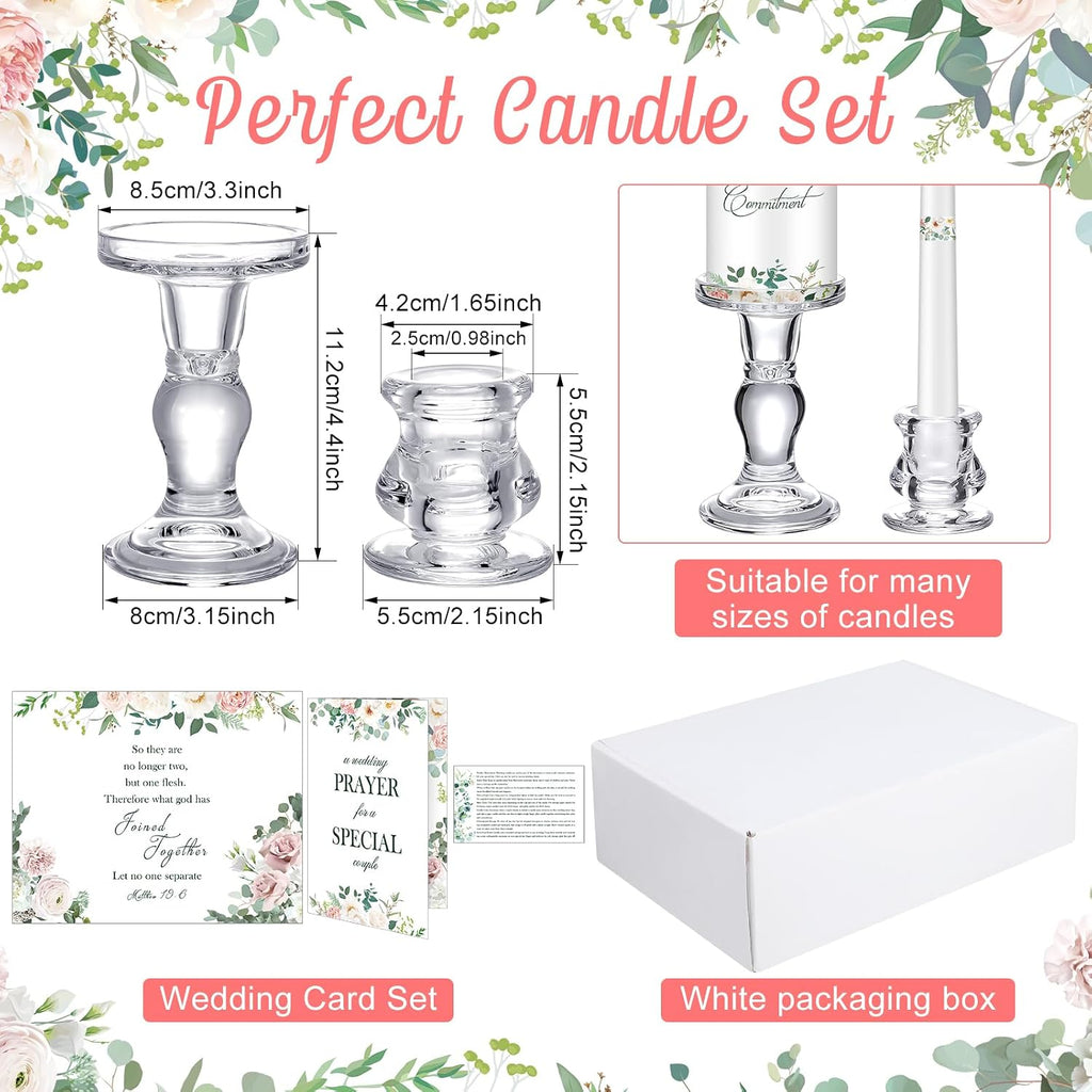 Layhit 3 Pack Unity Candles with Glass Holder for Wedding Ceremony Wedding Unity Taper Candles Religious Ceremony Accessories Marriage Decor for Newly Couple Anniversary Church Events Gifts