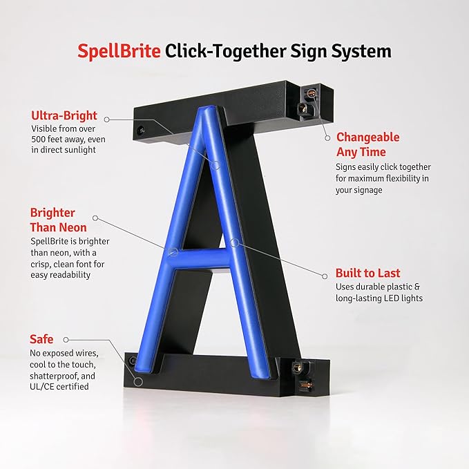 SpellBrite GROWLERS Sign | Beer-Related Sign with Neon Look, Blue LED Light Source | 33.0" x 6.3"