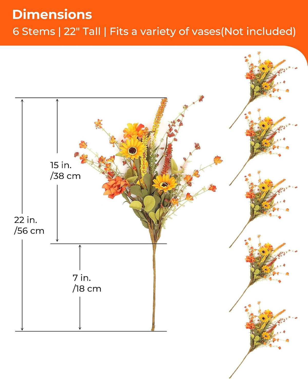 6-Pack Fall Stems Artificial Arrangement Flowers Bouquet Decoration Eucalyptu...