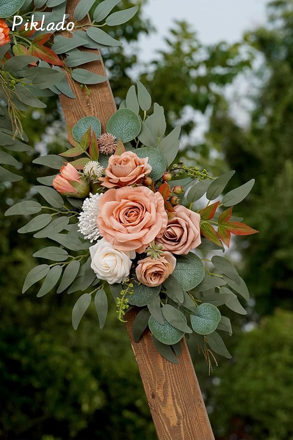 Faux Flower Swag Set of 2 for Wedding Welcome Signs Floral Swag Wedding Reception Ceremony Signs Decor (Terracotta)