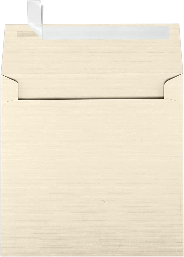 LUXPaper Square Invitation Envelopes | Peel & Press | 6 1/2" x 6 1/2" | Natural Linen | 80lb. Text | 50 Qty