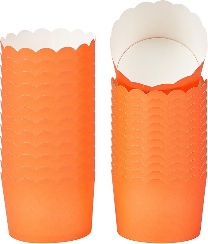 Panificio 10 Ounce Cupcake Wrappers, 200 Scalloped Baking Cups - Oven-Ready, Greaseproof, Orange Paper Cupcake Liners, Disposable, For Birthdays, Baby Showers, Or Weddings - Restaurantware