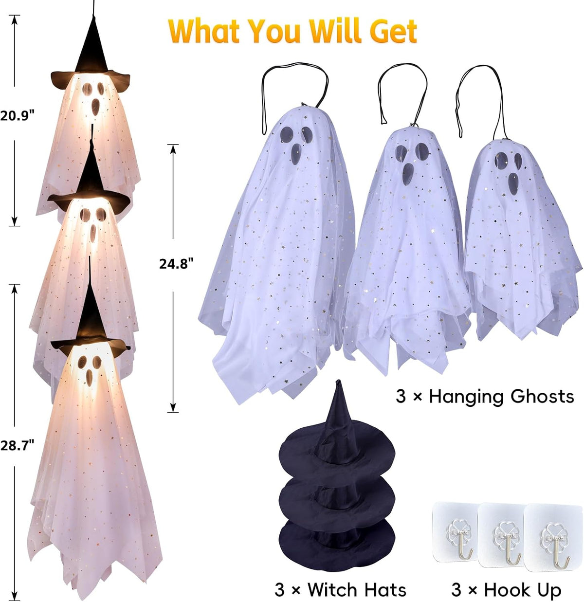 halloween decorations swinging ghost outdoor decor shown in use