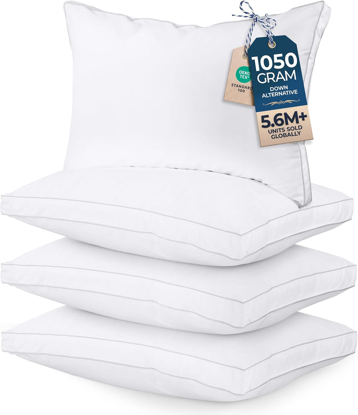 Utopia Bedding Gusset Bed Pillow, Hotel Pillows Queen Size Set of 4, White