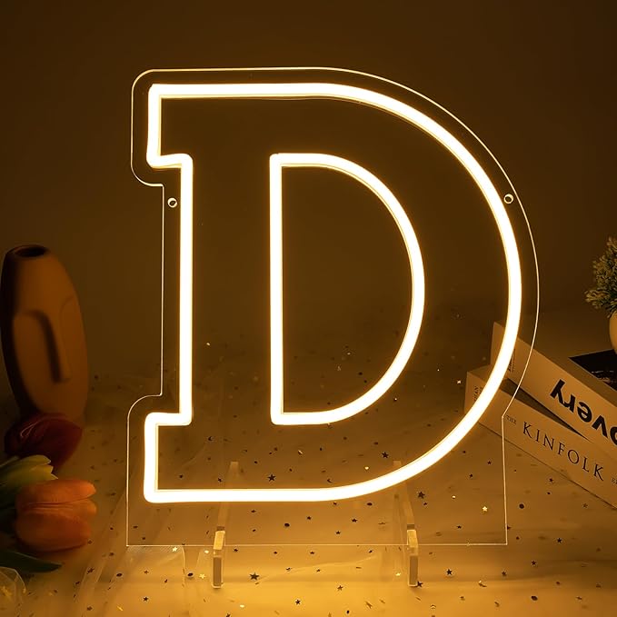 Light Up Letters D, Led Marquee Letter Lights Neon Sign, 13.9" Height Decorative Lighted Alphabet Number, Battery/USB Powered Led Letters Lights for Wedding, Birthday, Party, Christmas or Home Decor